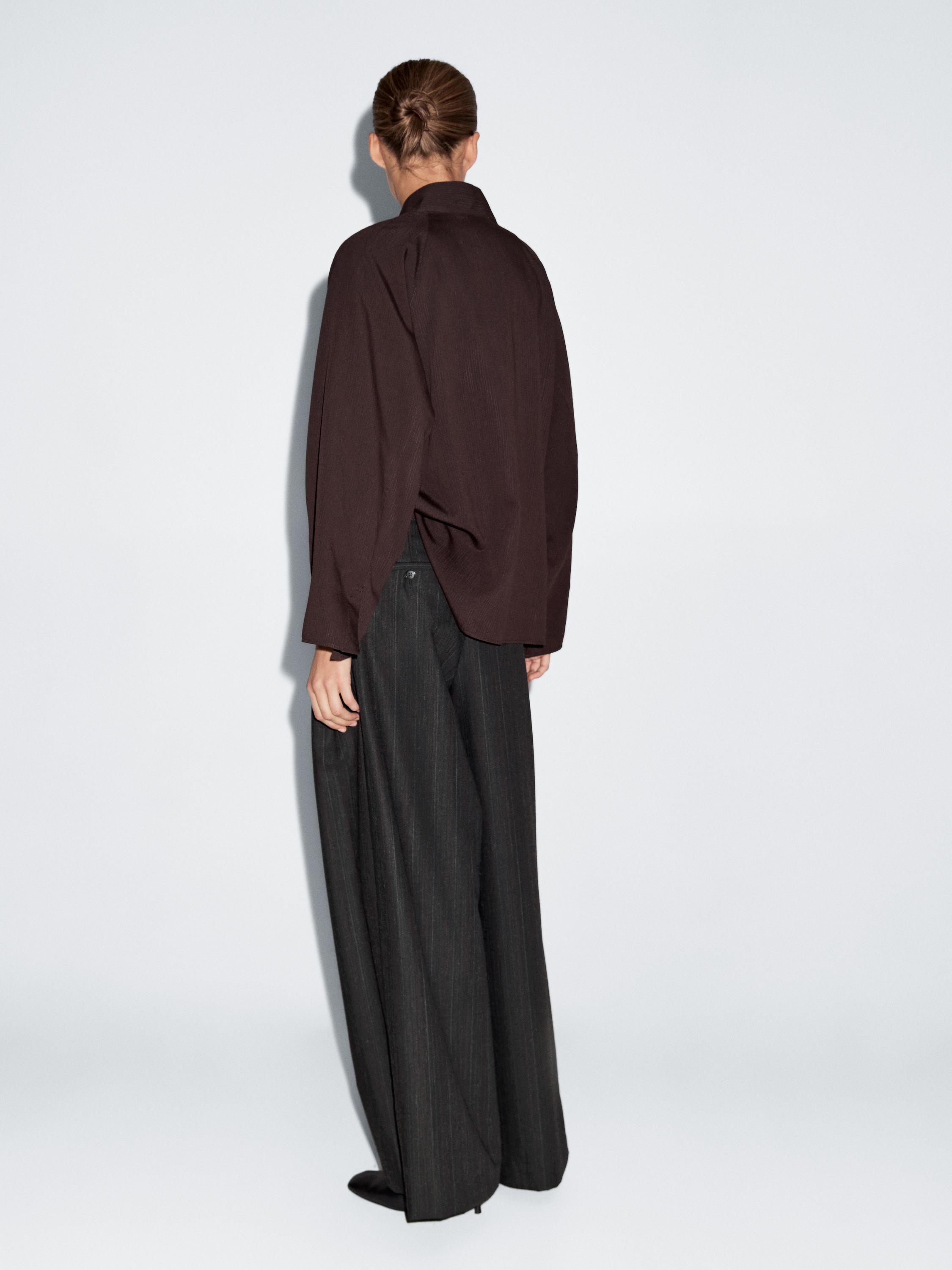 Striped wool blend wide-leg trousers